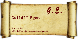 Galló Egon névjegykártya